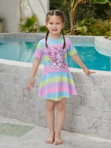 Maillot de bain une pièce pour femmes, manches courtes, séchage rapide, adapté aux sources chaudes, au surf, design <span class=keywords><strong>licorne</strong></span> - Product Image 2