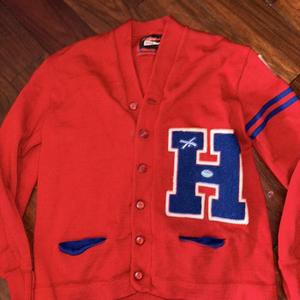 Service OEM personnalisé Cardigan rouge vintage en laine pour hommes inspiré des <span class=keywords><strong>années</strong></span> 1960 - Product Image 1