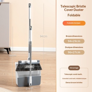 Juego de recogedor <span class=keywords><strong>y</strong></span> <span class=keywords><strong>escoba</strong></span> de acero para el hogar, antiadherente, <span class=keywords><strong>plegable</strong></span>, telescópico, para recoger el cabello <span class=keywords><strong>y</strong></span> la basura - Product Image 6