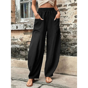 <span class=keywords><strong>Pantaloni</strong></span> Casual da <span class=keywords><strong>Donna</strong></span> a Gamba Larga in <span class=keywords><strong>Viscosa</strong></span> Tinta Unita con Tasche, Modello Hot-Selling per il Commercio Transfrontaliero - Disponibili su Wish Independent Site - Product Image 5
