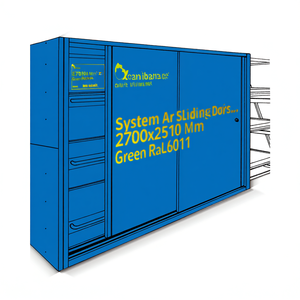 Fami System Ar Sliding Doors 2700x2510 Mm Green Ral6011 <b>Tool</b> <b>Cabinet</b> - Product Image 3