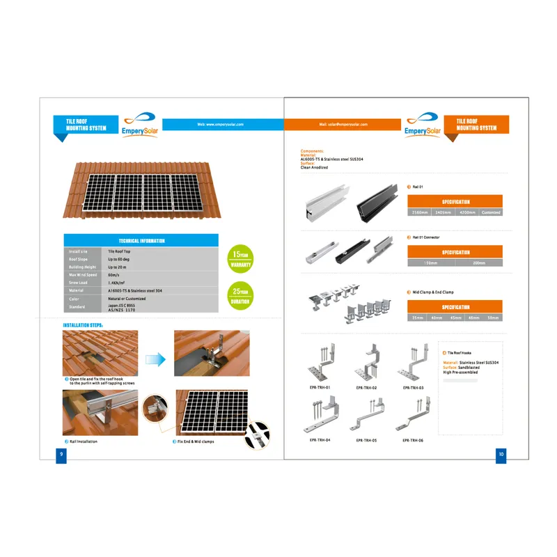 Sistema De Montagem Solar De Alumínio PV Painel Telha Suportes De Telhado