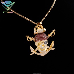 Nuevo Colgante de Calavera de Moda, Joyería Hip Hop, Plata de Ley 925 Chapada en Oro, Dijes para Collar - Product Image 3