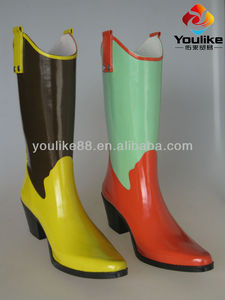 Brillant Haut Talon Cowboy Occidentaux En Gros <span class=keywords><strong>Bottes</strong></span> En Caoutchouc Léger Genou Haute <span class=keywords><strong>Bottes</strong></span> <span class=keywords><strong>de</strong></span> <span class=keywords><strong>Pluie</strong></span> Femme - Product Image 2