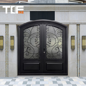 Elegant front iron <strong>door</strong> design <strong>with</strong> unique ornamental <strong>ironwork</strong> and full panel frame for luxurious home <strong>entrances</strong> - Product Image 6