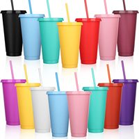Gobelet en plastique de 710 ml (24 oz) avec paille en PP pour thé au lait, commerce transfrontalier, utilisation directe, salle de sport, applicable aux fêtes