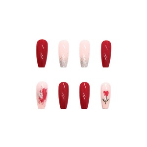 Suministros para <span class=keywords><strong>uñas</strong></span> Productos <span class=keywords><strong>de</strong></span> belleza Prensa en las <span class=keywords><strong>uñas</strong></span> Venta al por mayor Tulipán rojo Diamante <span class=keywords><strong>de</strong></span> imitación Plata Onda Usable Puntas <span class=keywords><strong>de</strong></span> <span class=keywords><strong>uñas</strong></span> acrílicas artificiales - Product Image 5