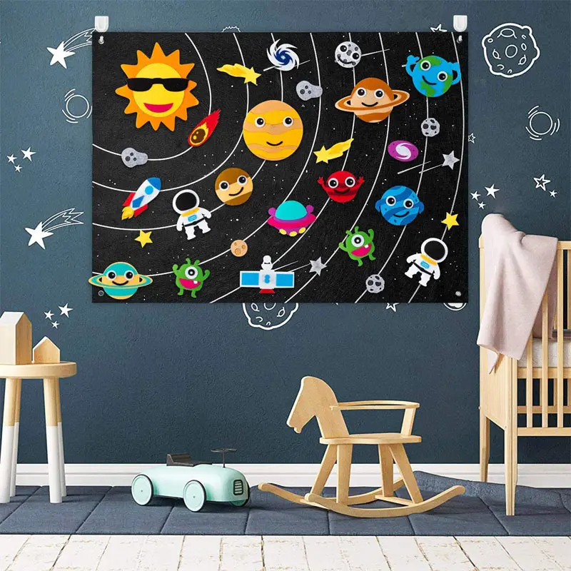 Bebek öğretim yardım interaktif dış Spacetoys Montessori duyusal oyun çocuklar oyun kiti keçe kurulu seti