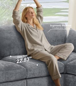 Canapé modulable en chenille pour salon, confortable, en forme <span class=keywords><strong>de</strong></span> L, convertible, <span class=keywords><strong>4</strong></span> places, canapé moderne avec ottoman mobile pour appartement - Product Image 3