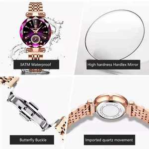 Montre POEDAGAR 719 pour femmes, design de bijoux de luxe, acier inoxydable, or rose, quartz, étanche, montres tendance pour femmes - Product Image 6