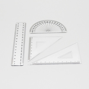 Ensemble de règles de géométrie de mathématiques scolaires transparentes de haute qualité règle en plastique <span class=keywords><strong>4</strong></span> pièces personnalisée - Product Image 2