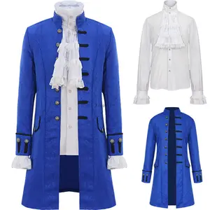 Gabardina y camisa Steampunk para hombre, conjunto de abrigo Vintage del príncipe Medieval, chaqueta renacentista, traje de Cosplay victoriano Edwardian