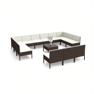 Set Lounge da Giardino Modulare in Rattan PE Marrone, Arredamento da Esterno per 10 Persone, Design Contemporaneo - Product Image 1