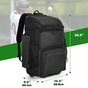 Sac à roulettes pour équipement de softball avec espace séparé pour chaussures, sac à dos de baseball à roulettes pour 4 battes - Product Image 5