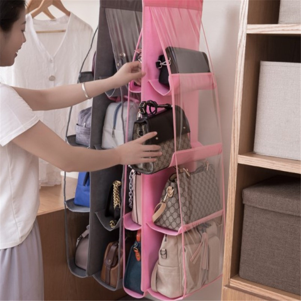 Home Organization Hook Hanger 6 Pocket Big Bags Storage Folding  hanging purse handbag organizer storage