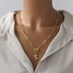 Kinling OEM Design Gold Plated Vintage Letter Pendant Necklace Chain 2022