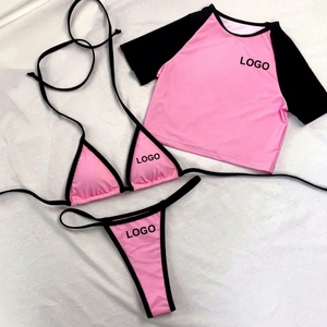 Micro Bikini 3D con Logotipo Personalizado, Conjunto de 3 Piezas, Talla XXL, Sexy, Mini Tanga, Traje de Baño Deportivo, Bra Triangular Estampado para Mujer - Product Image 1