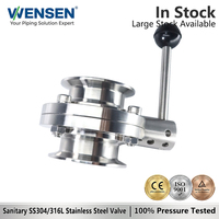 Katup Kupu-kupu Sanitasi Wensen 304SS Stainless CE ISO Bersertifikat 1 inci