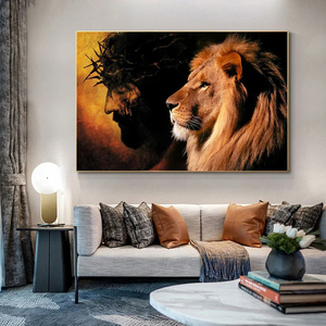 Decorazione murale di arte cristiana religiosa con Poster di <span class=keywords><strong>leone</strong></span> e gesu stampa su tela con immagini moderne per la decorazione del soggiorno - Product Image 5