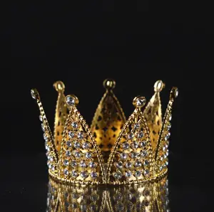 Crown Cake Topper Geburtstag Gold Mini Crown Cake Topper Kristall Perle Tiara Vintage Hochzeits torte Crown Topper