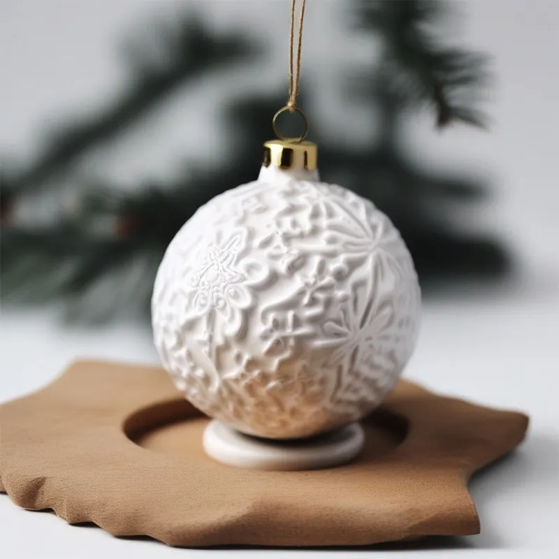 Custom Kerst Opknoping Decor Kerstbal Groothandel Hoge Kwaliteit Kerstboom Emboss Witte Keramische Bal Ornamenten