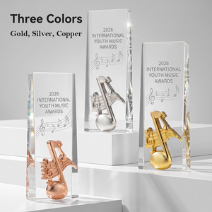 Trofeo de Cristal y Metal Personalizado con Música y Baile, Grabado para Cantantes, Instrumentistas, Presentadores, Campeones, en Oro, Plata y Bronce - Product Image 3