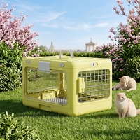 Caisse de transport pliable en plastique écologique pour animaux de compagnie, double porte, transparente, homologuée pour le transport aérien, à quatre roues, pour l'extérieur