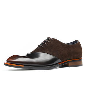 รองเท้าหนังวัวผู้ชายแบบสี่เหลี่ยมผูกเชือก ทำมือ งานสั่งทำ น้ำหนักเบา ทันสมัย เหมาะสำหรับงานแต่งงาน งานปาร์ตี้ ใส่ลำลอง ใส่ทำงาน - Product Image 1