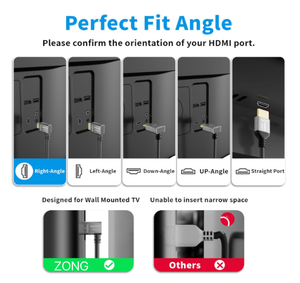 Câble <span class=keywords><strong>HDMI</strong></span> à angle droit mince de Type C à 90 degrés 4K60Hz Câble adaptateur <span class=keywords><strong>USB</strong></span> C <span class=keywords><strong>vers</strong></span> <span class=keywords><strong>HDMI</strong></span> Compatible avec Thunderbolt 3/4 pour ordinateur portable - Product Image 2
