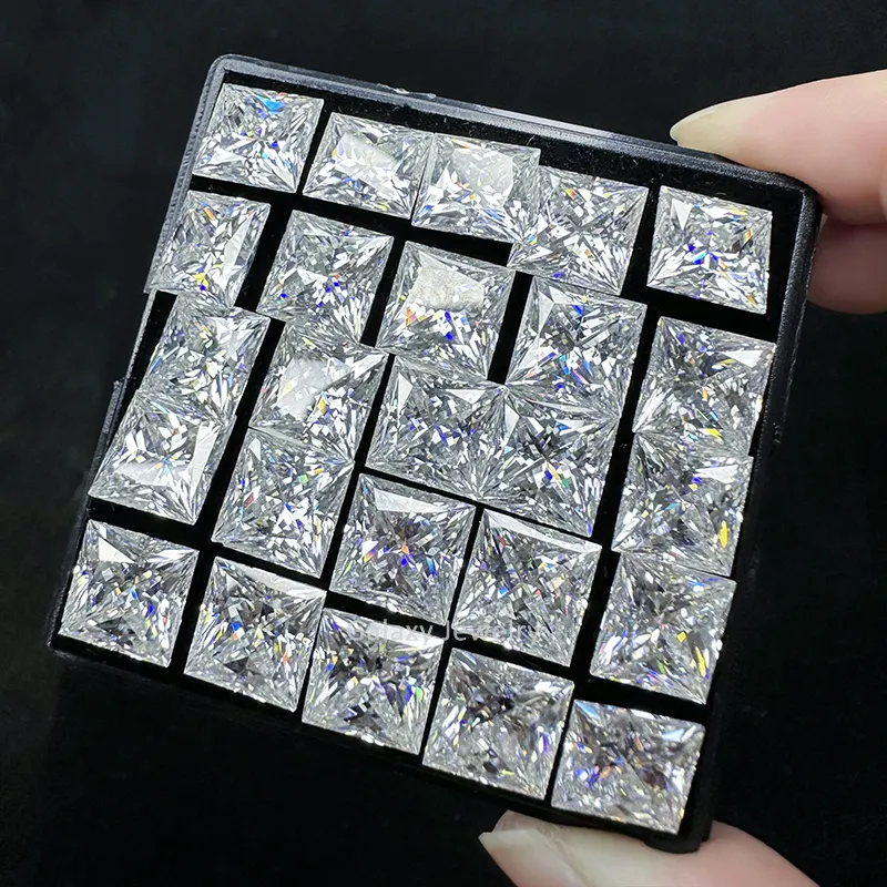 Piedra de moissanita suelta GRA certificada D EF color corte cuadrado diamante sintético corte princesa GRA para joyería al por mayor