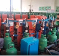 Machine de remplissage de GPL entièrement automatique à moteur pneumatique intelligent, 22 buses, protection anti-explosion, haute précision, pour bouteilles en bois