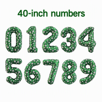Ballons en aluminium Mylar numérotés de 40 pouces, imprimés avec des motifs de football verts, de 0 à 9, pour décorations de fête d'anniversaire sur le thème du sport
