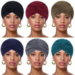 Nouveau foulard plissé simple, bonnets intérieurs en polyester extensible ethnique, bonnets hijab musulmans islamiques confortables - Product Image 2