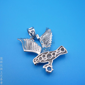Pendentif Aigle 3D en Argent 925, entièrement serti de diamants taille brillant ronde, Breloque Zodiaque Animal, pour usage quotidien - Product Image 3