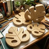 Sous-verres en bois motif feuille de Monstera, en hêtre massif, décoration tropicale, artisanat en contreplaqué naturel non fini, ornement de bureau DIY