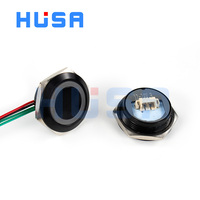 Bouton-poussoir momentané HUSA 22 mm IP65 étanche 1NO 24V/5V à anneau lumineux en oxyde d'aluminium, corps court, pour appareils électroménagers