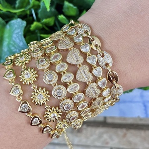 BD-D324 Pulsera <span class=keywords><strong>de</strong></span> Latón Chapado en Oro <span class=keywords><strong>de</strong></span> 18K con Circonitas, Joyería Laminada en Oro, Accesorios <span class=keywords><strong>de</strong></span> <span class=keywords><strong>Moda</strong></span> para Mujer - Product Image 2