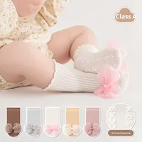 25 paires de chaussettes pour bébés et tout-petits, style coréen, sans couture, en dentelle, amples, antidérapantes, côtelées, avec nœud et motif floral, vendues individuellement