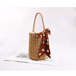 elegante paja <span class=keywords><strong>Shopper</strong></span> Tote bolsa con forro de poliéster para rato viaje de compras de comestibles diario playa Mujer chica - Product Image 4