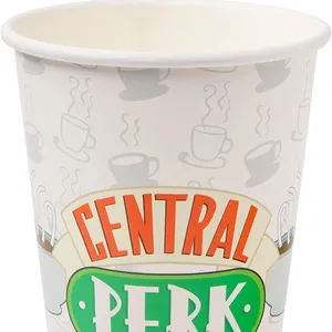 Merkezi Perk Logo 16oz tek kullanımlık kahve kupaları w/kapaklı 8 adet kahve kupa, beyaz