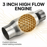Convertidor Catalítico Universal de Alto Flujo de 3 Pulgadas, 200/400 Celdas, Núcleo Metálico, Euro 4/5/6, DPF/DOC, Acero Inoxidable SS304, Escape de Alto Rendimiento 53009
