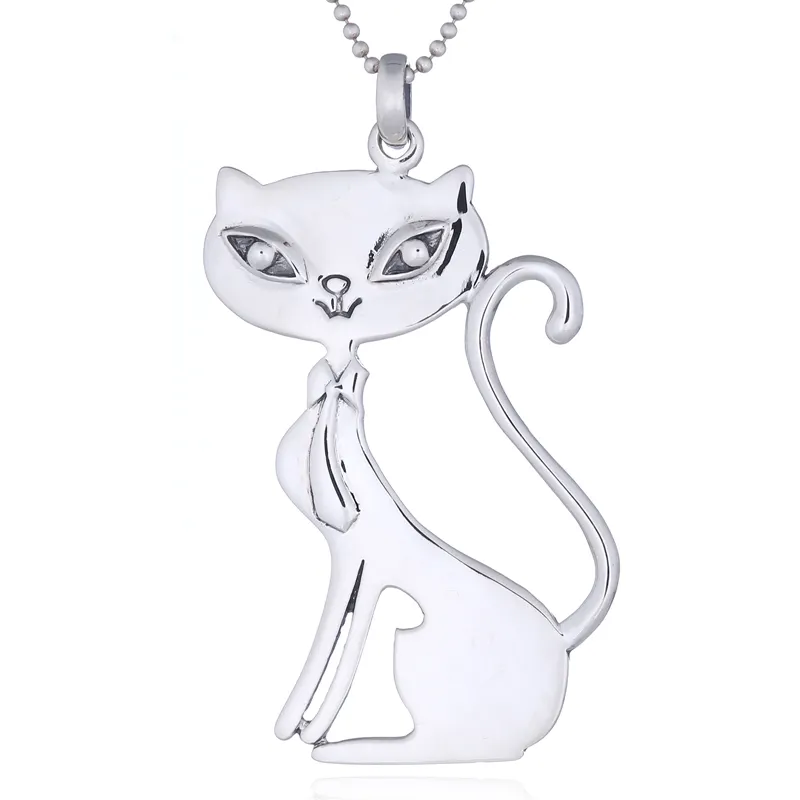 Cartoon Like Silver Cat Pendant Cute Jewelry Design Female Cat