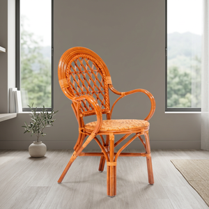 Eco-Friendly Rattan <b>Dining</b> <b>Chair</b> with Armrests Tropical Style Modern Design Stable for <b>Dining</b> Room Home Office & Hotel Use - Product Image 3