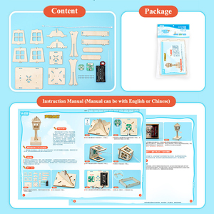 Kit de lampe de bureau à commande vocale DIY en bois, jouet scientifique STEM pour enfants, expérience de physique, apprentissage artisanal, idée cadeau éducatif - Product Image 2