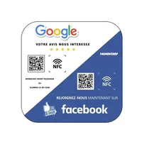 Plaque d'affichage en acrylique pour carte de membre avec RFID NFC Tap & Scan Code QR 13,56 MHz pour les réseaux sociaux Google Review