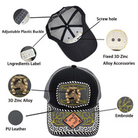 Gorra Trucker Unisex con Logo 3D de Metal Estilo Western, de Moda, Casual, de Algodón, Mezclilla, Lona, Malla, para Pesca, Playa y Actividades al Aire Libre