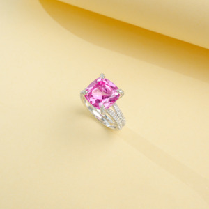 แหวนเงินแท้ 925 ประดับพลอยแซฟไฟร์พัพพารัดชา - Product Image 2