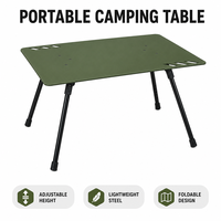 Table de camping pliable en alliage d'aluminium à profil bas OEM avec étagère latérale pour cuisinière et barbecue d'extérieur