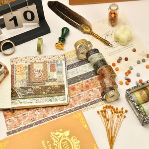 12 rollos por caja Moshang Flower Blossom Series manuales y cinta de papel caja de regalo conjunto DIY estilo Retro cinta decoración de plantas cinta - Product Image 3