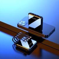 HWD Nouvelle Conception Mini Powerbank 10000mah avec Écran LED Intégré 4 Câbles Chargeur Portable Batterie de Stockage